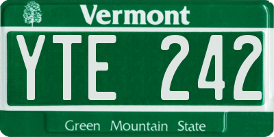 VT license plate YTE242