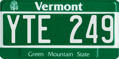 VT license plate YTE249