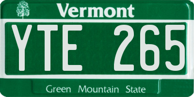 VT license plate YTE265