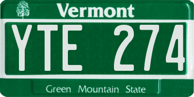 VT license plate YTE274