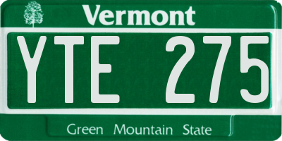 VT license plate YTE275