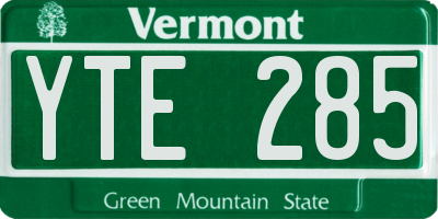 VT license plate YTE285