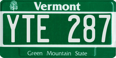 VT license plate YTE287