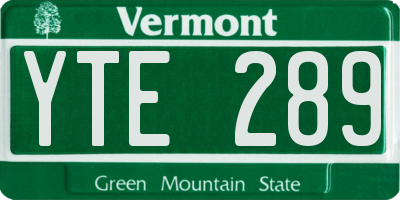VT license plate YTE289