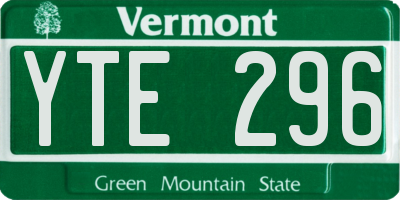 VT license plate YTE296