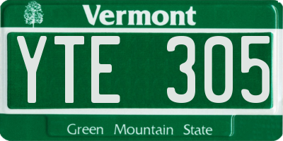 VT license plate YTE305