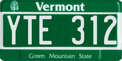 VT license plate YTE312