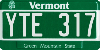 VT license plate YTE317
