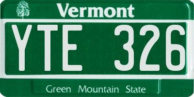 VT license plate YTE326