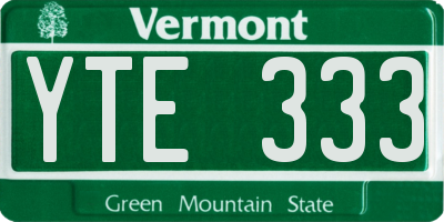 VT license plate YTE333