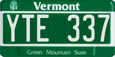 VT license plate YTE337