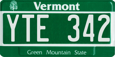 VT license plate YTE342