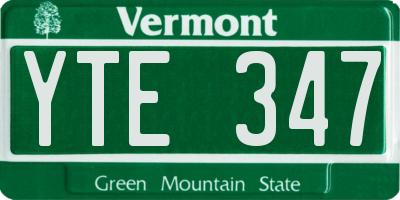 VT license plate YTE347