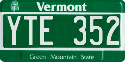 VT license plate YTE352