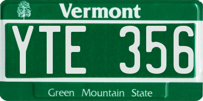 VT license plate YTE356