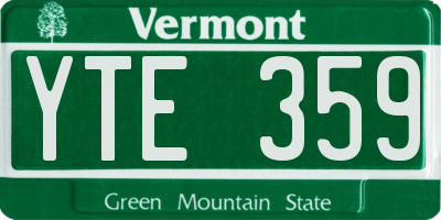 VT license plate YTE359