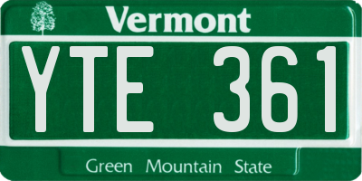 VT license plate YTE361