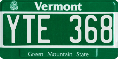 VT license plate YTE368