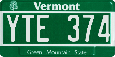 VT license plate YTE374