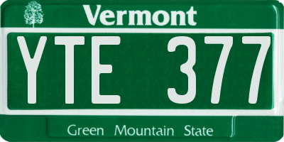 VT license plate YTE377