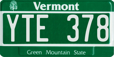 VT license plate YTE378