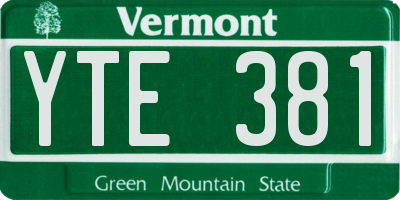 VT license plate YTE381