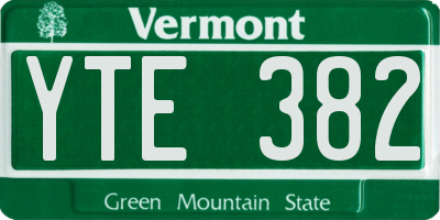 VT license plate YTE382