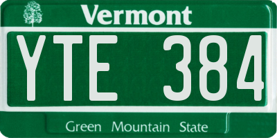 VT license plate YTE384