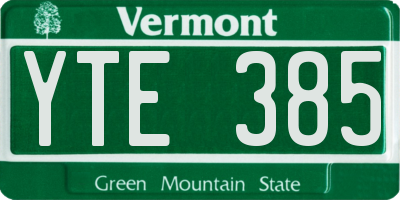 VT license plate YTE385