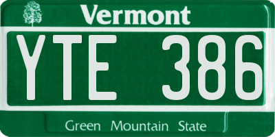 VT license plate YTE386