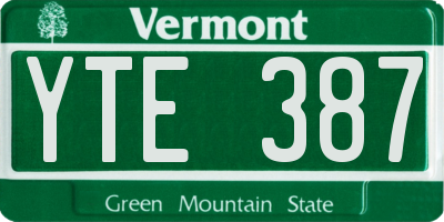 VT license plate YTE387