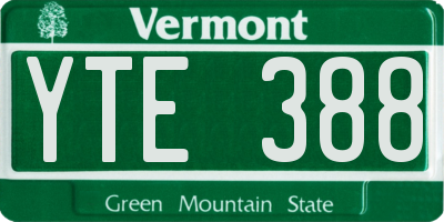 VT license plate YTE388
