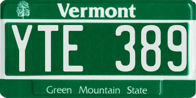 VT license plate YTE389