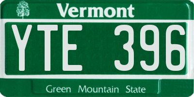 VT license plate YTE396