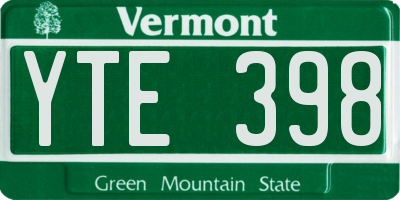 VT license plate YTE398