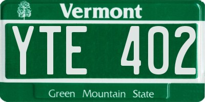 VT license plate YTE402