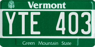 VT license plate YTE403