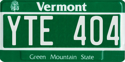 VT license plate YTE404