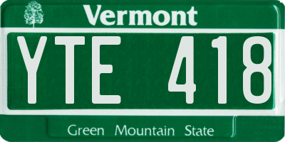 VT license plate YTE418