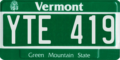 VT license plate YTE419