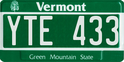 VT license plate YTE433