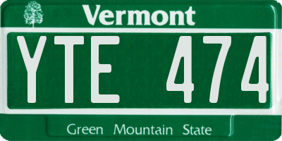 VT license plate YTE474