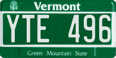 VT license plate YTE496