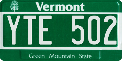 VT license plate YTE502