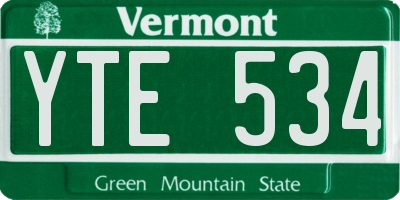 VT license plate YTE534