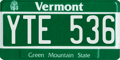 VT license plate YTE536