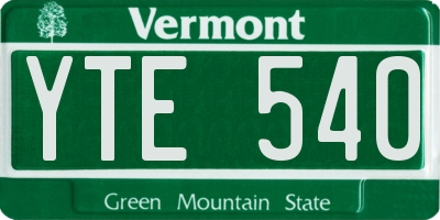 VT license plate YTE540