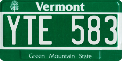 VT license plate YTE583