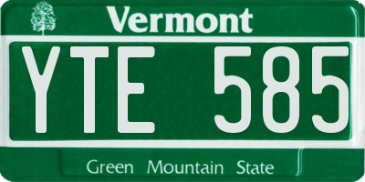 VT license plate YTE585
