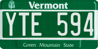 VT license plate YTE594